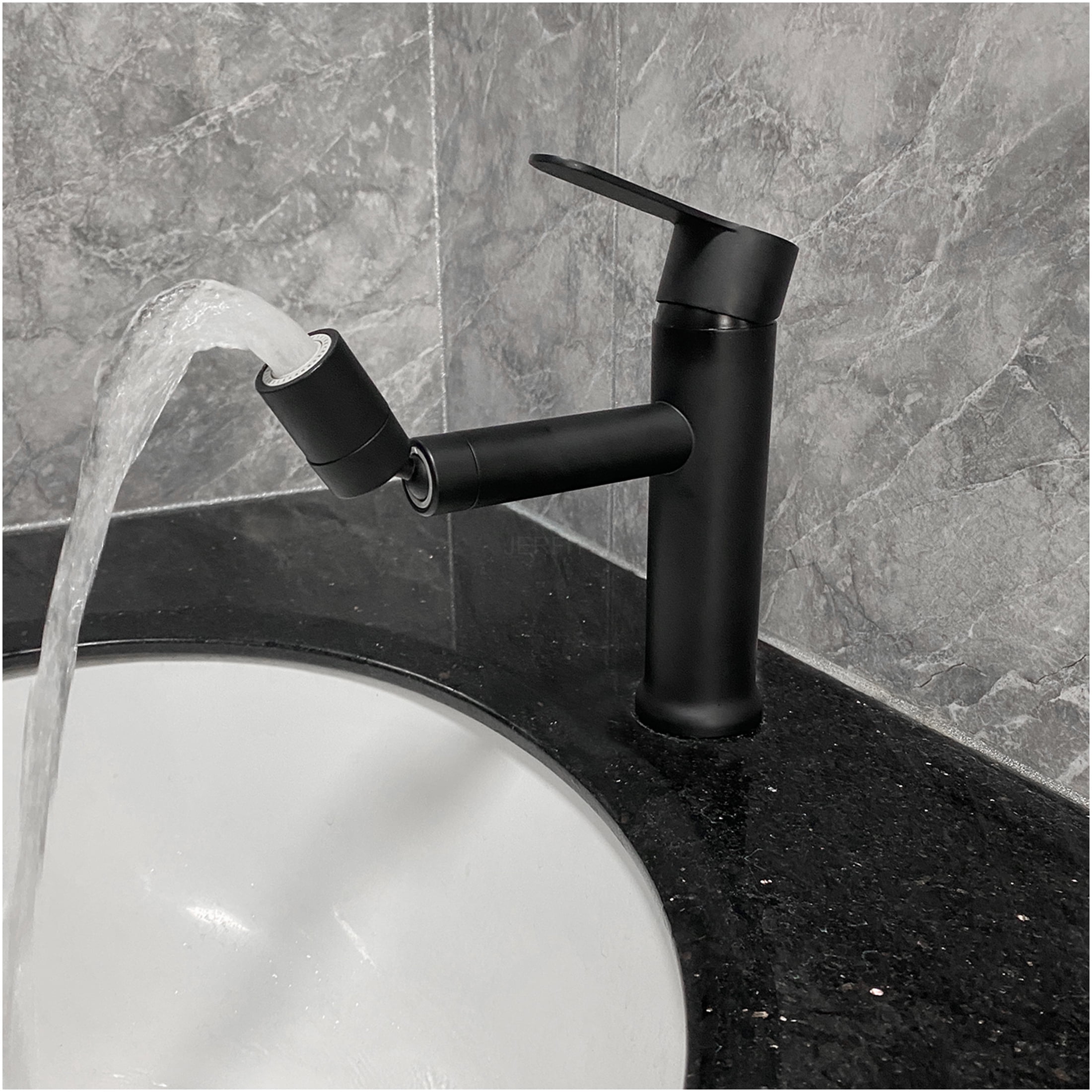 JERFIT Single Hole Bathroom Faucet, Matte Black Modern Vanity Sink Faucet with Single Handle for Easy Temperature Control