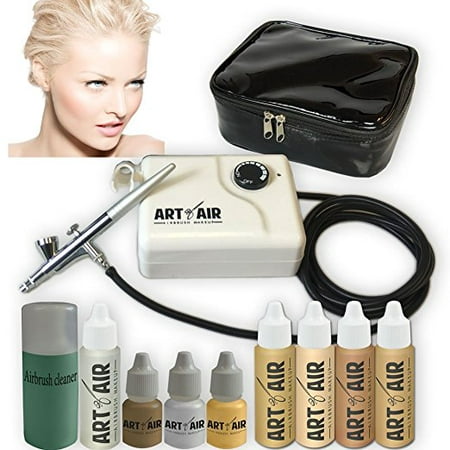 Art of Air FAIR Complexion Professional Airbrush Cosmetic Makeup System / 4pc Foundation Set with Blush, Bronzer, Shimmer and Primer Makeup Airbrush
