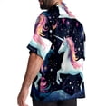 thumbnail image 3 of Starry Unicorn Men's Short Sleeve Spread Collar Poplin Button Down Casual Printed Summer Beach Unisex Shirts, 3 of 6