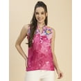 thumbnail image 3 of Moomaya Sleeveless Mandarin Collar Printed Georgette Top - Women's Stylish Top, 3 of 9