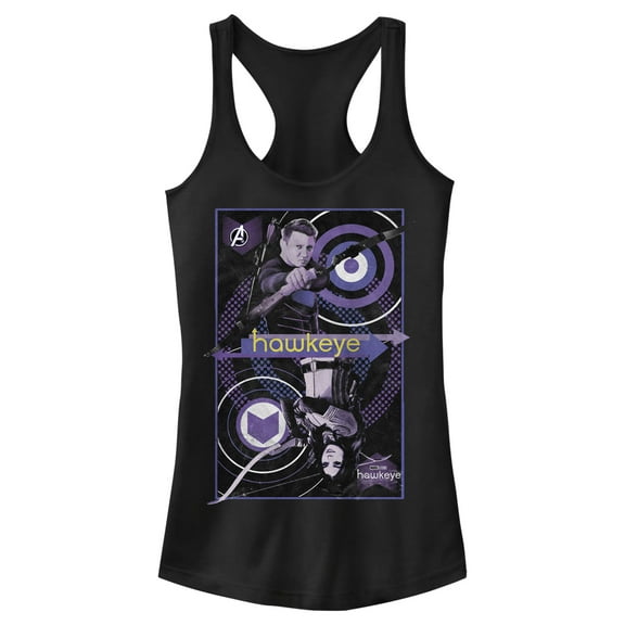Junior's Marvel Hawkeye King of Arrows  Racerback Tank Top Black Medium