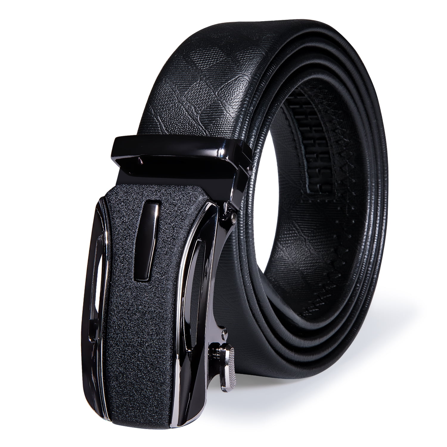 Barry.wang Mens Ratchet Belt,Genuine Leather Belt with Automatic Buckle Alloy,Gift Set for Men