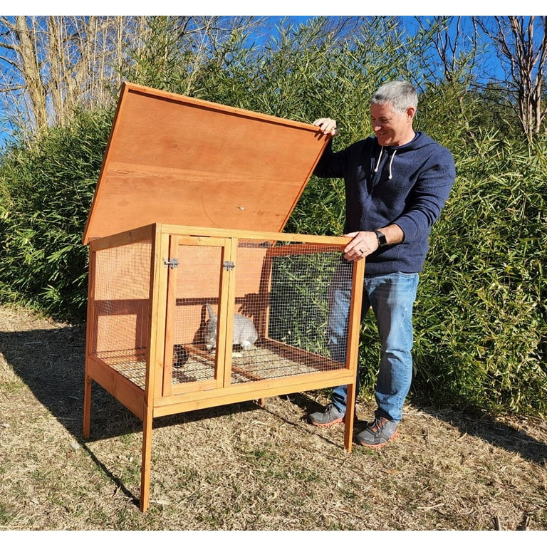 Zylina Wooden Rabbit Hutch: Raised Habitat House with Tray
