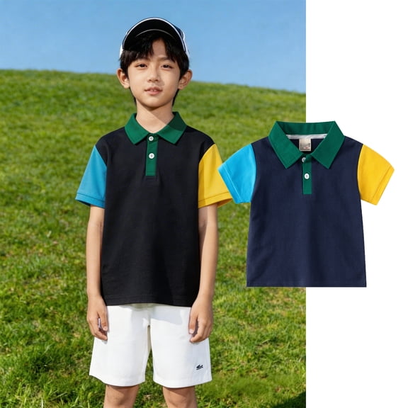Kids Polo Shirt Boys Short Sleeve Kids Green Button down Shirt School Uniform Shirts Casual Collared Shirt Kids 7-8 Years Boys Shirts