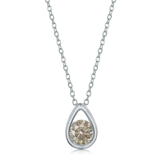 TheJewelryHut Fancy Designer Sterling Silver Pearshaped Necklace w/Round 'June Birthstone' - Alexandrite