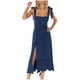 thumbnail image 1 of ICHUANYI Clearance Summer Women's New Sling Bandage Sleeveless Square Neck Fashion Solid Vent Dress(Dark Blue, L) ICHUANYI WER2023081114177, 1 of 5