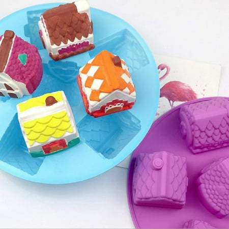 

Hazel Tech Soap Mold Christmas House Cake Molds 6 Cavity Silicone Mold for Brownies Chocolate Jelly Pudding Cupcake Ice-cream