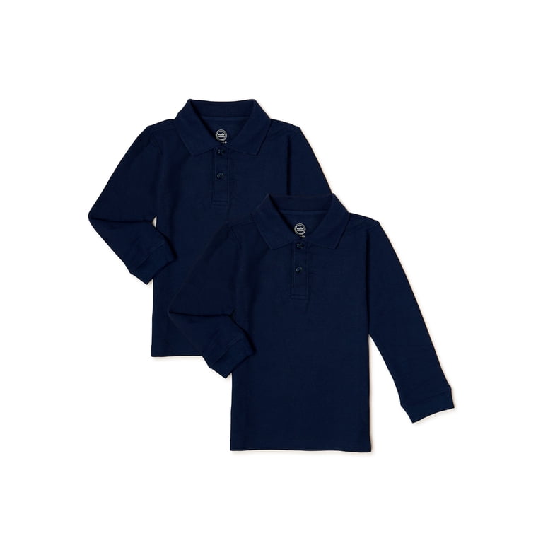Wonder Nation Toddler Boys School Uniform Long Sleeve Polo 2-Pack photo 1
