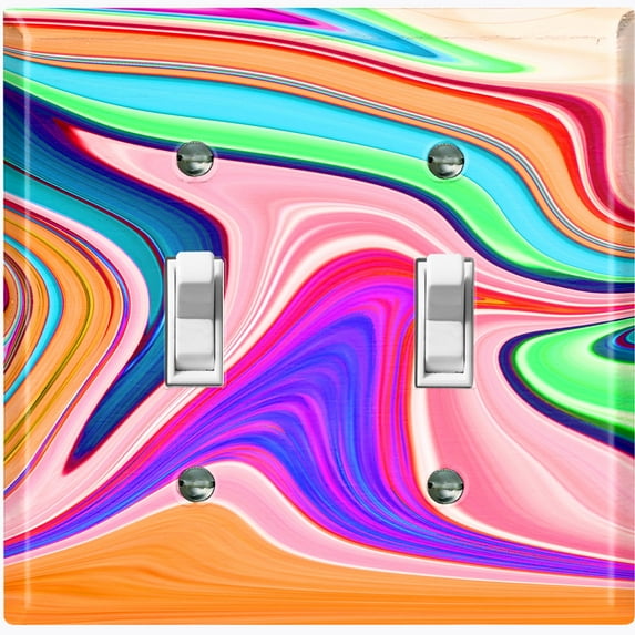 Metal Light Switch Plate Cover Liquid Candy Colorful Swirl CDY002