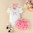 thumbnail image 2 of Infant Baby Girl Summer Clothes I’m literally just a girl Ruffle Romper + Floral Skirt + Headband Baby Girl Short Set 3 6 9 12 18 Months, 2 of 6