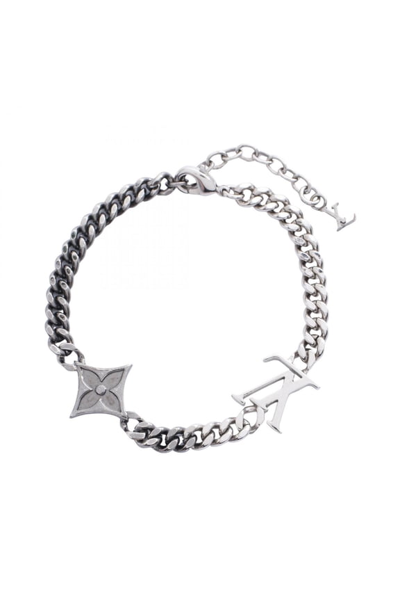Pre-Owned Louis Vuitton LV Instinct Bracelet, Stainless Steel, Men's, Silver Tone, M00508