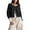 Black, variant on ZZwxWA Women's Cropped Contrast Cardigan Sweaters Back Patchwork Button Down Long Sleeve Knitted Outerwear