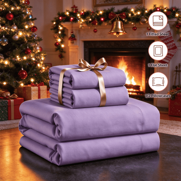 Bed Sheets, Purple Twin, Luxury Soft & Wrinkle-Resistant Bedding