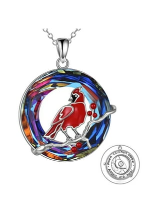  Vsoruln 925 Sterling Silver Red Cardinal Necklace for