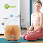 550ml Essential Oil Diffuser, Daroma Upgraded Remote Control 6 In 1 Aromatherapy Ultrasonic Cool Mist Humidifier, 7 Color Changing Mood Lights & Waterless Auto-Off for Home Office Gift, Light Wood