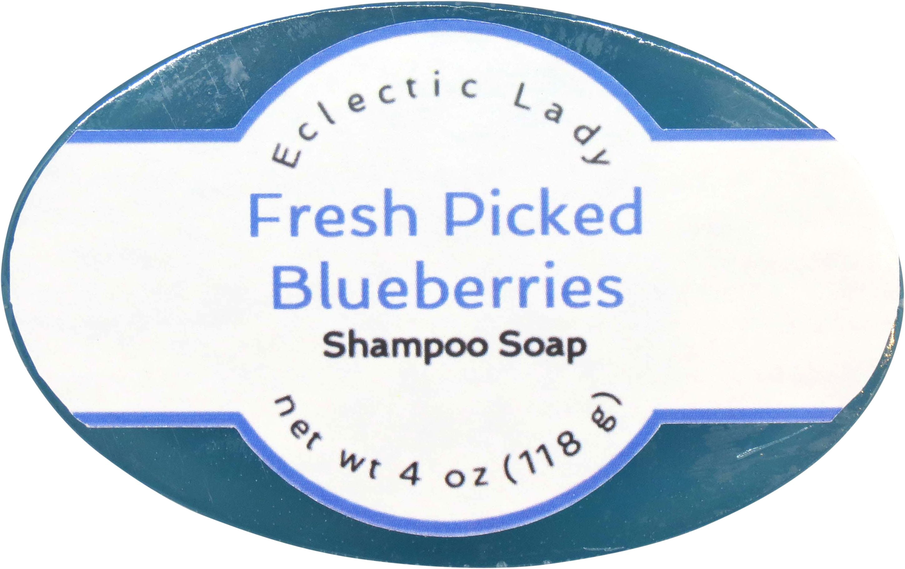 Fresh Picked Blueberries Shampoo Soap Bar By Eclectic Lady with Pure Argan Oil, Silk Protein, Honey Protein and Extracts of Calendula Flower, Aloe, Carrageenan, Sunflower - 4 oz Bar