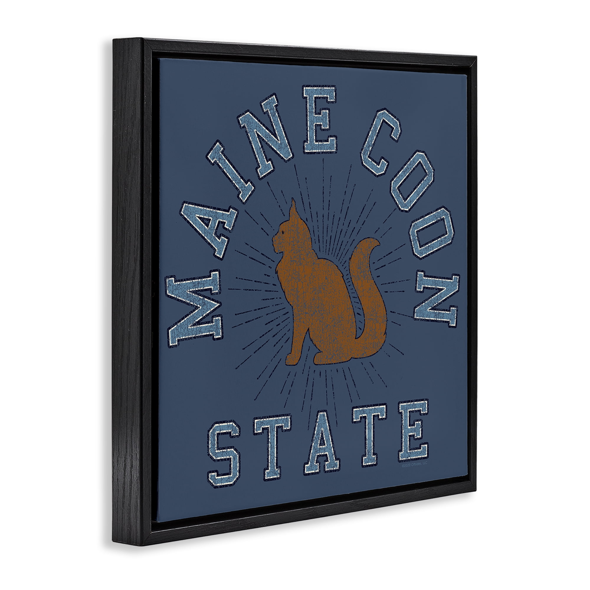 Stupell Industries Vintage Maine Coon State Novelty & Humor Painting Black Floater Framed Canvas Art Print Wall Art, 25 x 25