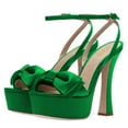 thumbnail image 4 of YDN Women Graceful Bowkont Open Toe Platform Sandals Super High Heels Buckled Strap Pumps Prom Evening Dressy Shoes Size 10 Green, 4 of 4