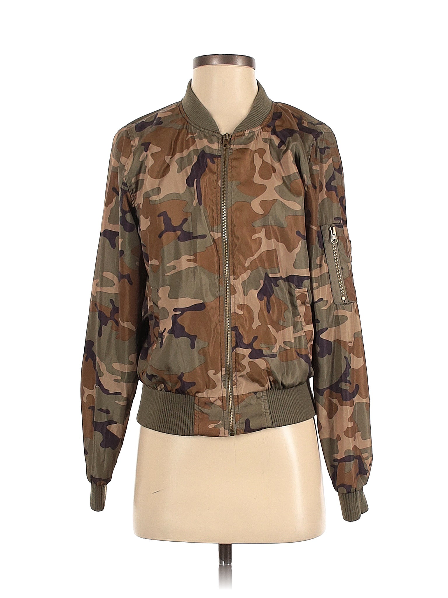 Love Tree Womens Juniors Cropped Camouflage Windbreaker Jacket 