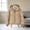 Beige, variant on Women’s Hooded Puffer Coat, Zip Up Long Sleeve Solid Winter Jacket with Pockets Relaxed Fit Thick Warm Outerwear Pink XL