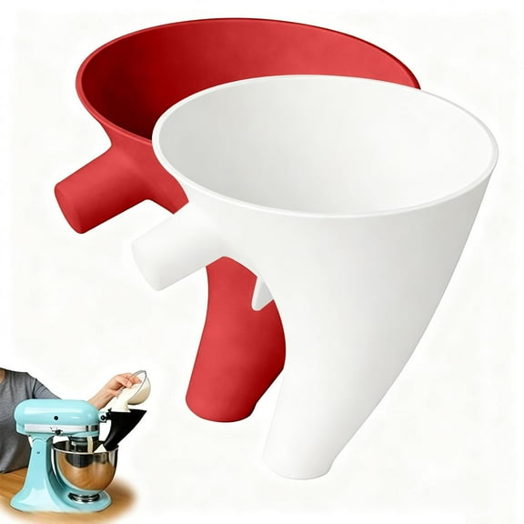 Wrongduck Flour Funnel for KitchenAid Stand Mixer, 2-Pack Pouring Funnel Attachment Compatible with Artisan KSM150, No Spill No Splash Baking Accessory