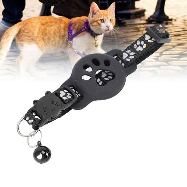 Reflective Cat Collar with Bell, Adjustable Anti Lost Kitten Collar Holder 3pcs Set, for Night Visibility