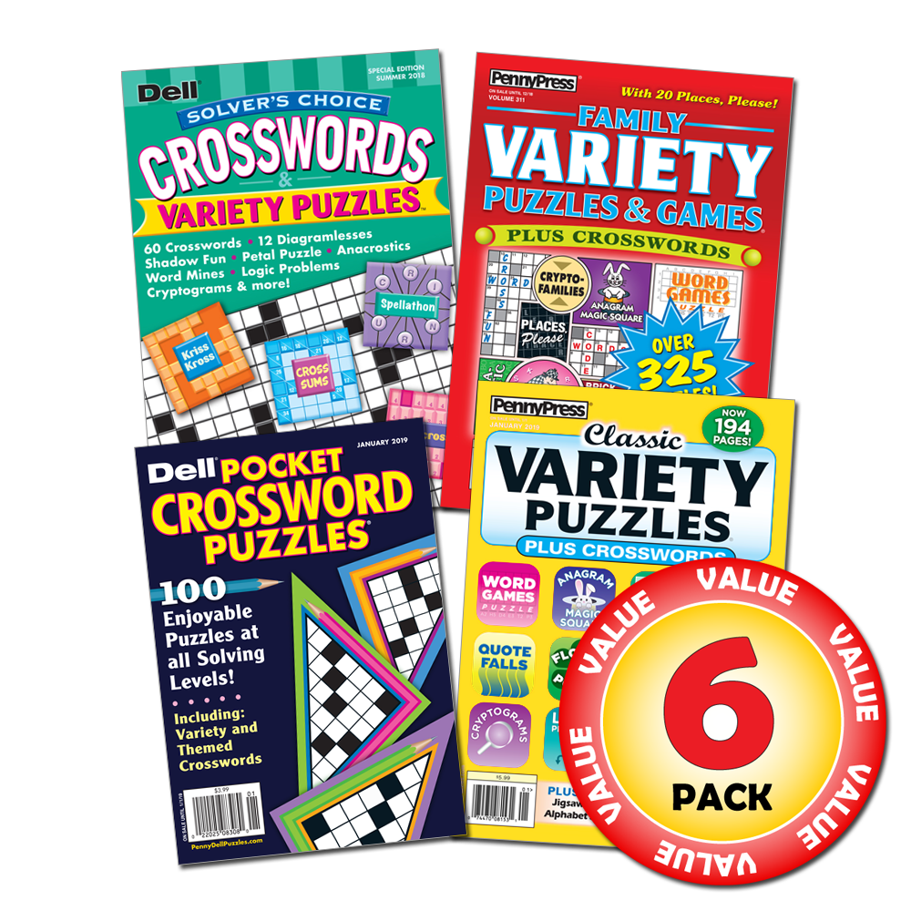 Penny Dell Favorite Crossword Variety Puzzle 6 Pack By Penny Press 