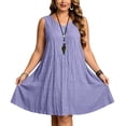 thumbnail image 4 of XiYing Robes pour Femmes Grande Taille, Robe Sans Manches à Col en V Longueur Genou pour Femmes Grande Taille, Couleur Unie, Design Estival Décontracté, Tissu Doux et Extensible, Coupe Confortable,, 4 of 9