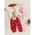 thumbnail image 3 of Loicainy Infant Baby Girl Christmas Outfit 3 6 12 18 Months Long Sleeve Embroidery Romper Pants Headband Clothes Set, 3 of 9