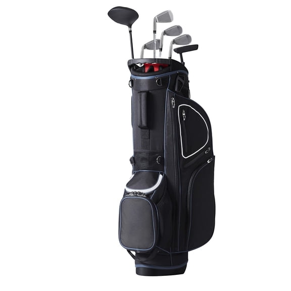 Golf Cart Bag 14 Way Divider, 11 Pocket Golf Bag with Stand & Dual Strap, Waterproof Durable Golf Bags for Men Women, Black White