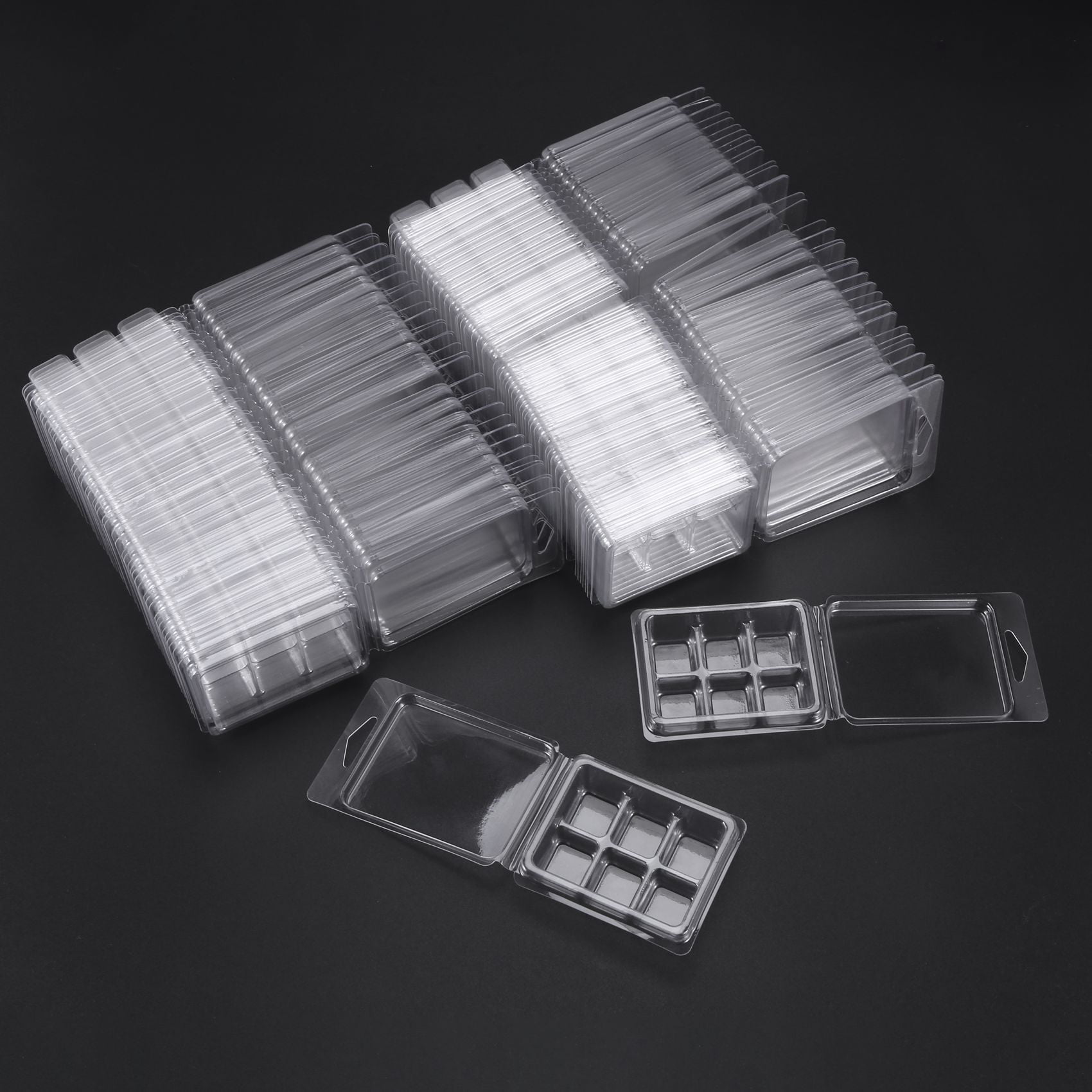 DGQ Wax Melt Molds - 100 Packs Clear Empty Plastic Wax Melt Clamshells for  Wickless Wax Melt Candles