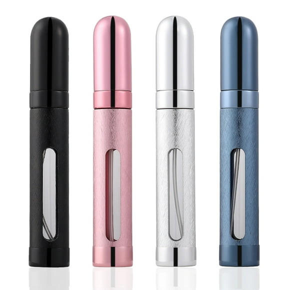 4Pack 12ml Portable Mini Perfume Atomizer,Refilable Small Spray Bottle for Travel, Empty Pocket Sprayer, Glass inner and Aluminum Housing