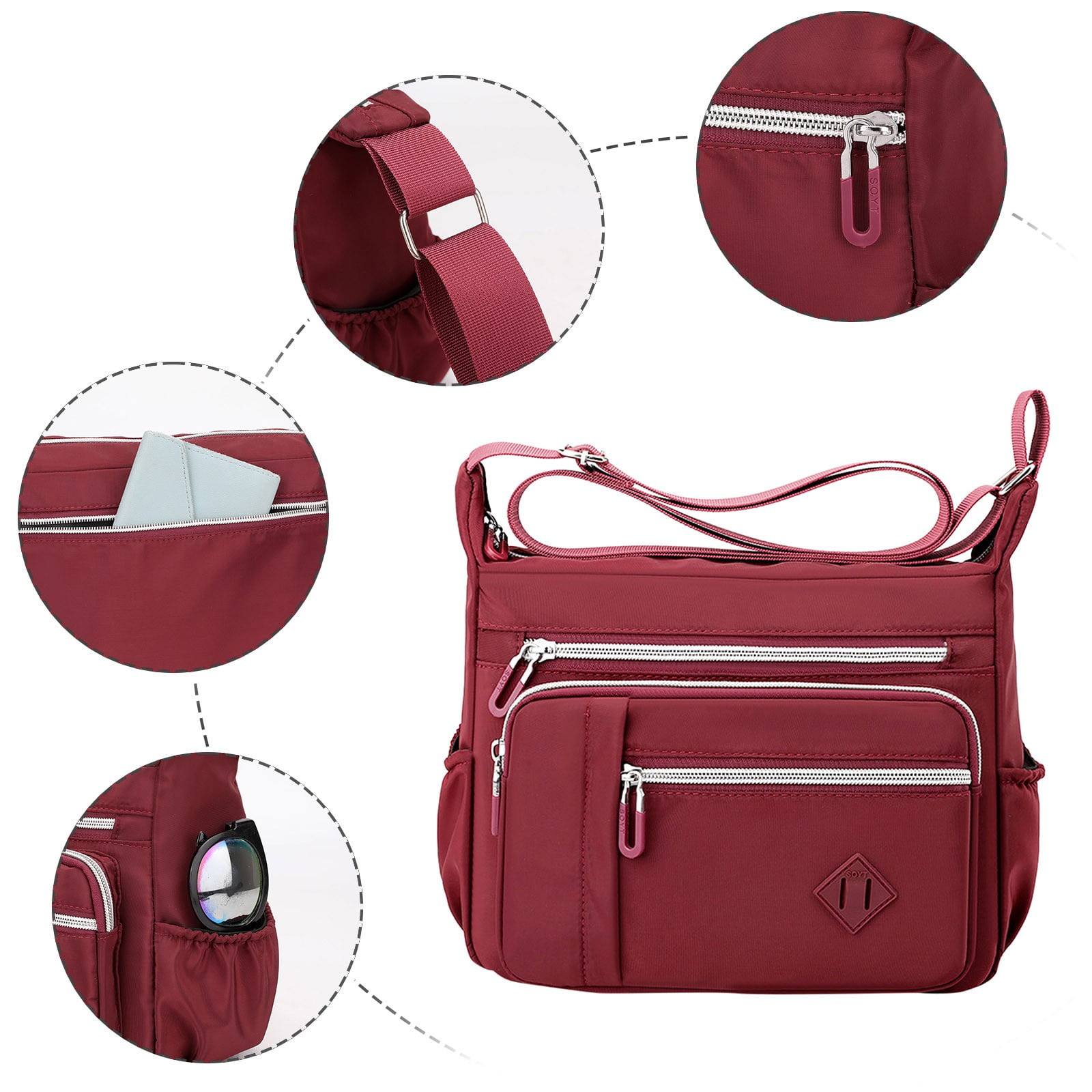 Jierger Women Shoulder Handbag Roomy Multiple Pockets Bag Ladies Crossbody Purse Fashion tote top Handle Satchel for Women Shoulder Purses and Handbags for Men Women Outdoor Travel Work