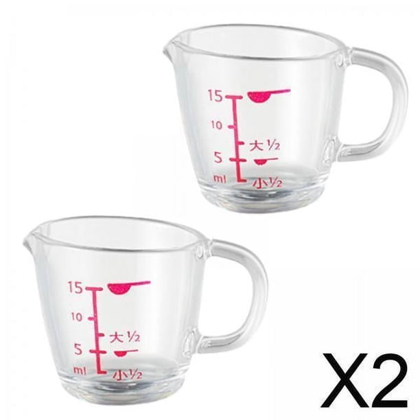Tazas medidoras de café expreso,Taza medidora de café expreso con escala en el asa,Caños dobles Tazas de leche con jarra triple medidora,Vaso de vidrio transparente para mezclar café