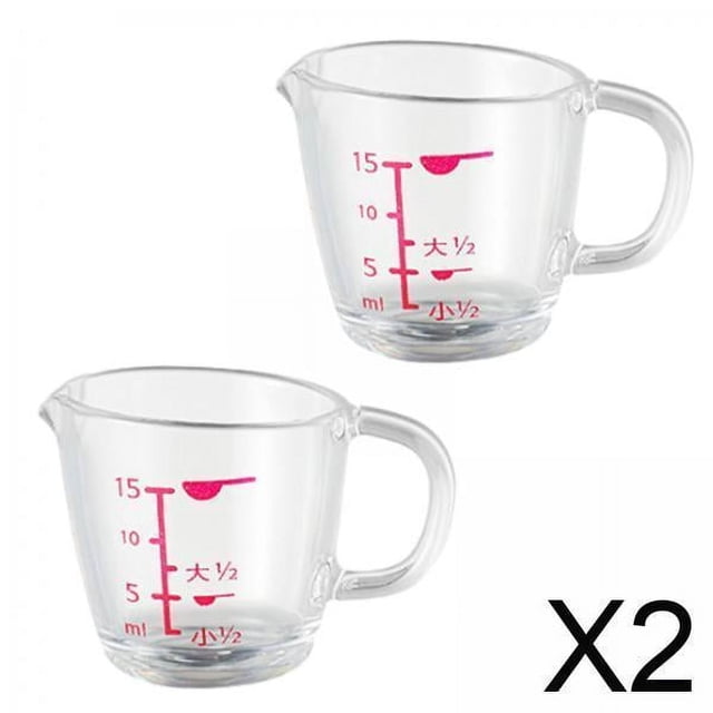 Tazas medidoras de café expreso,Taza medidora de café expreso con escala en el asa,Caños dobles Tazas de leche con jarra triple medidora,Vaso de vidrio transparente para mezclar café