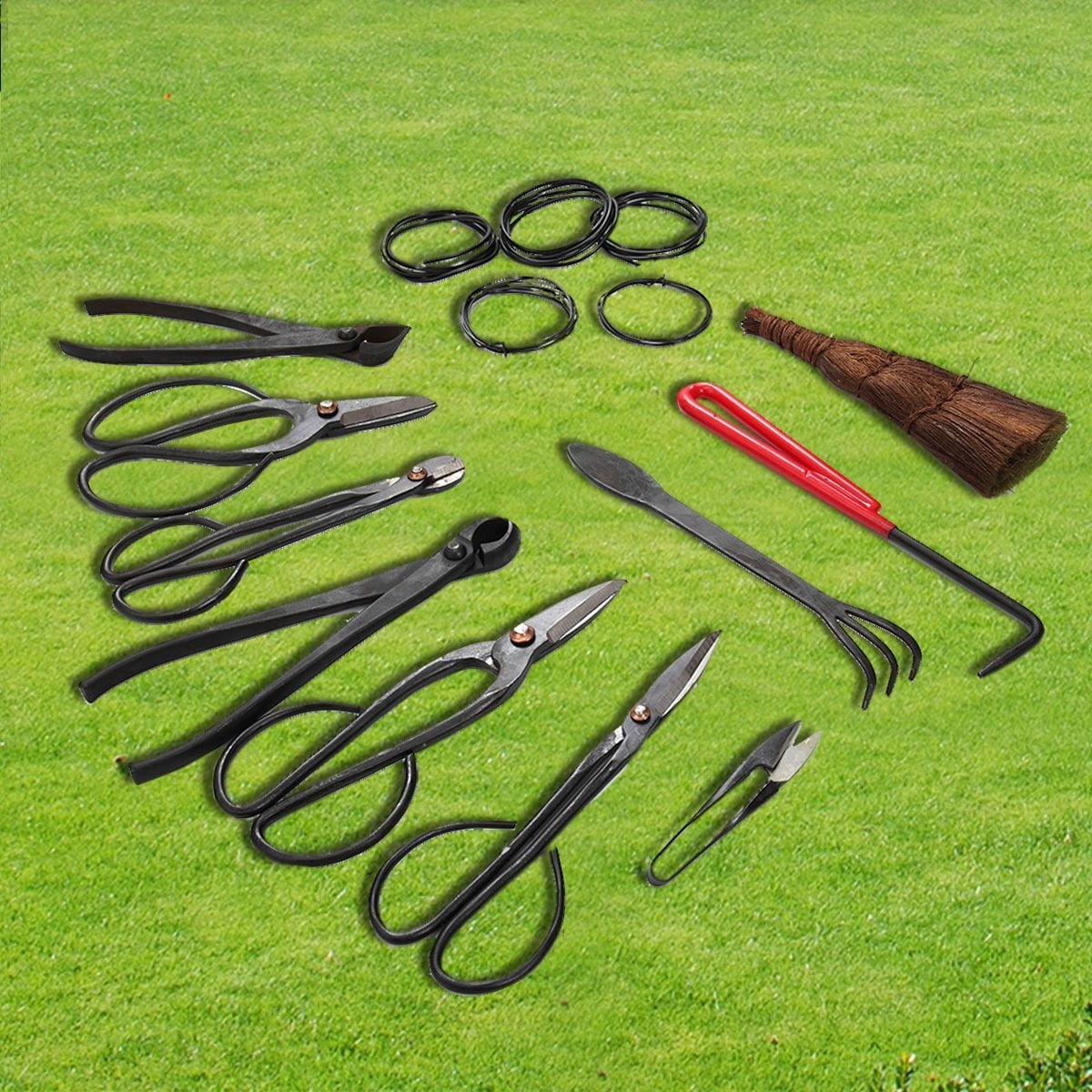 New MTN-G 10 PCS Bonsai Tools Set with Tool Roll Wires Case New Carbon Steel Shear Set by MTN Gearsmith