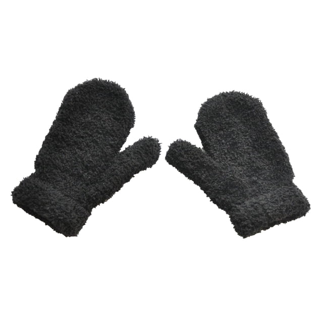 SPRING PARK 1 par de guantes de felpa para niños, para otoño e invierno, informales, cálidos, de color liso, suaves y de dedos completos, para exteriores, 6 colores