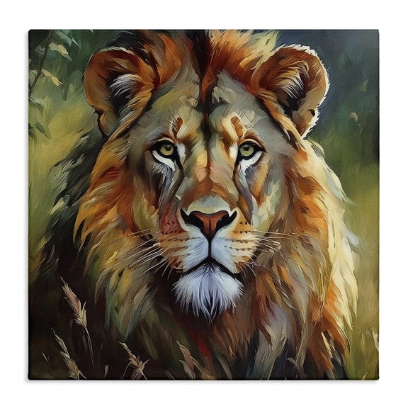 Stupell Industries Painterly Lion Portrait Animals Painting Wrapped Canvas Art Print Wall Art, 17 x 17