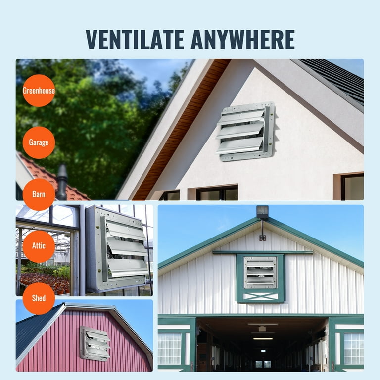 BENTISM 10'' Shutter Exhaust Fan for Home, Garage, Attic Wall