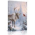thumbnail image 2 of Canvas Wall Art, Winter Christmas Framed Canvas Prints for Bedroom Living Room, Forest Elk Cardinal Pine Trees Snowy Berry Gallery Wrapped Wall Decor for Home Office, Gifts, 12"x18" Ship Next Day, 2 of 9