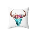 thumbnail image 4 of Boho Turquoise Skull Head Spun Polyester Pillow - Southwestern Hippie Home Decor,  Square Cushion Cover, Bohemian Throw, 4 of 6