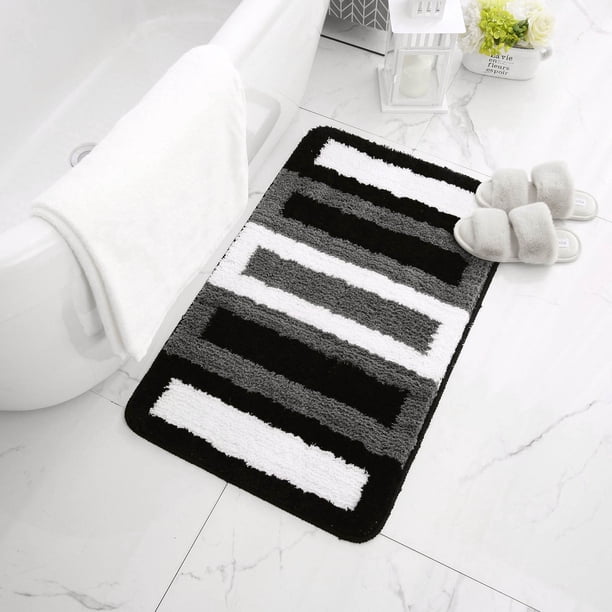 Alfombras de baño, alfombras para sala de estar, alfombras de cocina, alfombras, tapetes, alfombras de baño de microfibra suave a rayas, alfombra de baño extra gruesa, alfombras de baño antideslizante