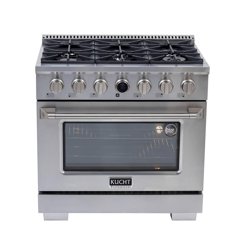 Pemberly Row 36" 5.2 cu. ft. Dual Fuel Range Natural Gas & Wall Mount Range Hood