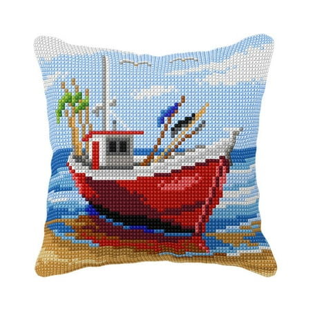 UPC: 5902067327876 | Needlepoint Cushion Kit Fishing boat 99058