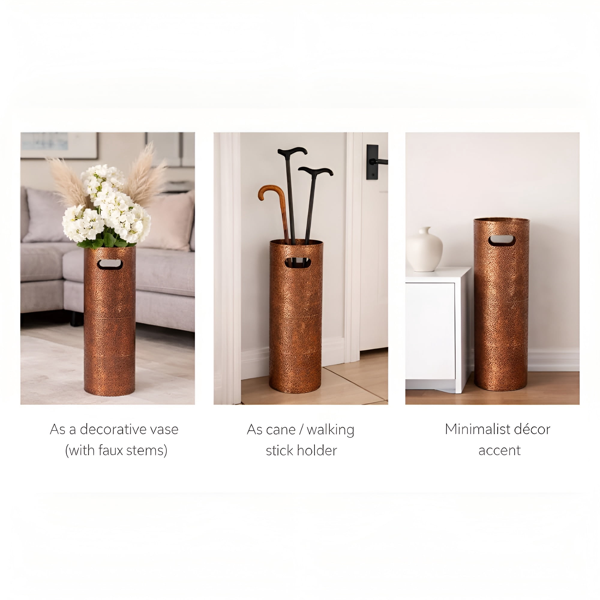 Concepts 21 Inch Heavy Duty Metal Umbrella Stand, Decorative Umbrella Holder for Entryway, Indoor Outdoor Umbrella Organizer Storage Rack for Home Office Patio - Copper Lace