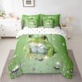 thumbnail image 2 of Frog Bed in a Bag Queen Comforter Set 7 Piece,Green Sequin Fluid Art Bedding Set,Crystal Diamond Comforter and Sheet Set Coastal Reptile Bed Set,Nautical Sea Animal Room Decor, 2 of 5