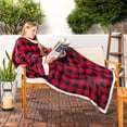 thumbnail image 6 of PAVILIA Sherpa Fleece Blanket with Sleeves Women Men Adult, Wearable Blanket Warm Soft Plush Thick, Snuggle Pocket Sleeved TV Throw Wrap, Cozy Idea Mom Wife, Checkered Red, 6 of 9