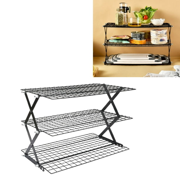 Estante De Encimera De Cocina, Estante De Almacenamiento De Encimera De Metal Estantes De Almacenamiento De Acero Inoxidable Y Estantería De Almacenamiento De Cocina Plegable