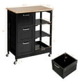 thumbnail image 2 of Gymax Rolling Kitchen Island Utility Storage Cart w/ 3 Storage Drawers & Shelves Black, 2 of 10