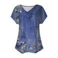 thumbnail image 4 of Ganfancp Women Dressy Casual Sexy Trendy V Neck Short Sleeve T-Shirts Summer Tunic Tops, Sizes S-2XL, 4 of 5